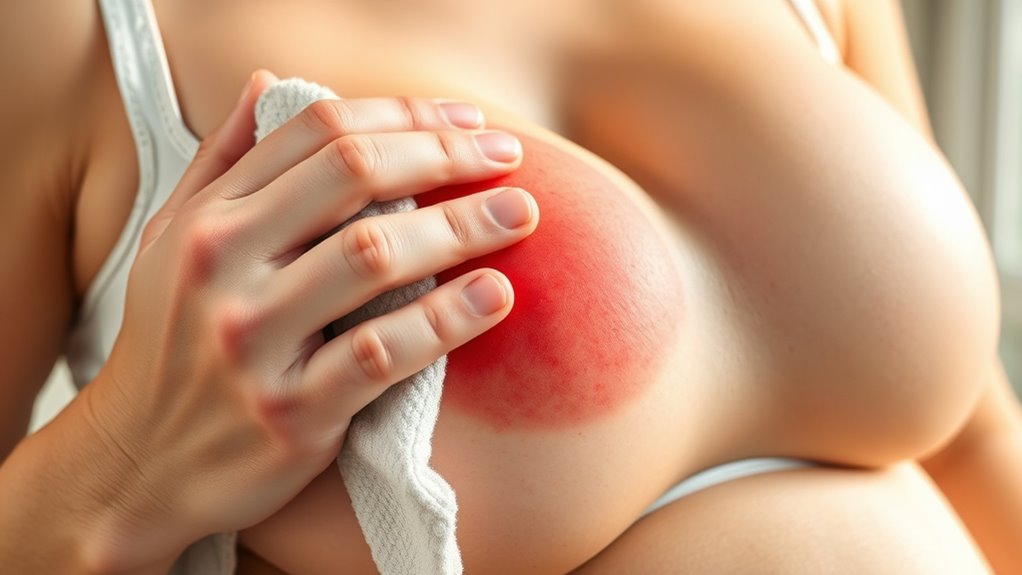 Brustschmerzen, Rötung, Fieber