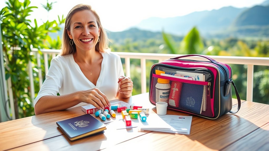 bereiten Sie Medikamente und Dokumente vor