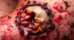 Ulzerierende Brusttumor durchbricht die Haut